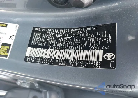 2020 Toyota Corolla Se z USA, uszkodzony, nr VIN 5YFP4RCE5LP051759